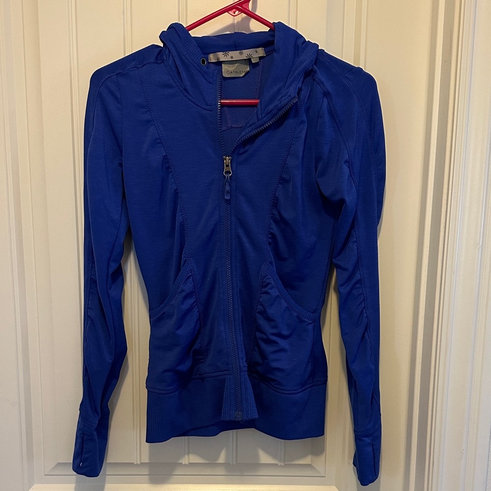 Athleta Royal Blue Full-Zip Hooded Athletic Jacket